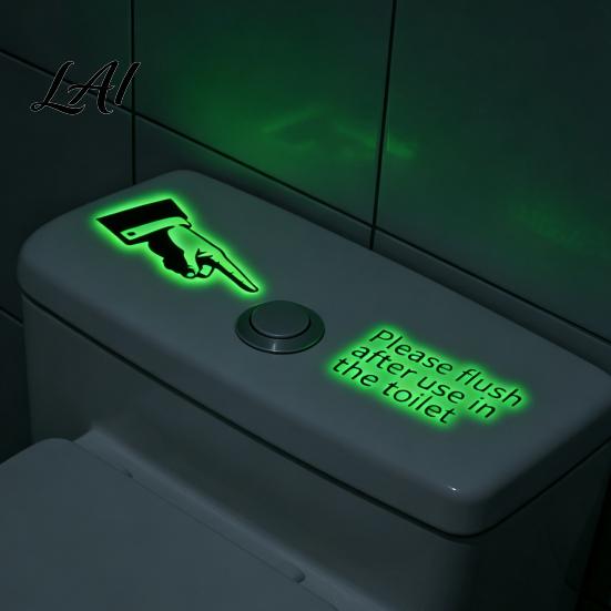 Luminous Bathroom Reminder Decals Glow in The Dark Toilet Sticker Finger And Remind to Flush Home Decor for Public Restrooms Design Waterproof