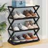 4 Tier Foldable Shoe Rack Space Saving   Standing Shoe Storage   for Closet Hallway Entryway Bedroom
