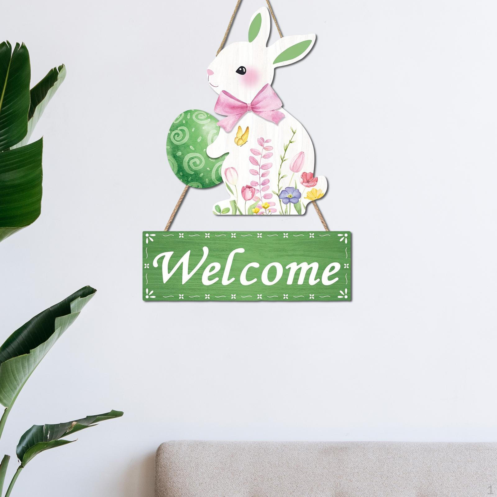 

Деревянная подвесная табличка на Пасху, Декор в виде кролика для двери и стены, Деревянная декоративная табличка для