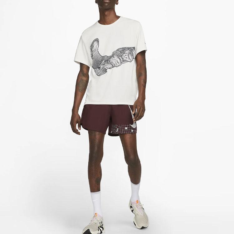 Nike Dri-FIT UV Run Division Miler Printed Ribbed Crew Neck Short Sleeve T-Shirt Men Tops Phantom DV9263-030