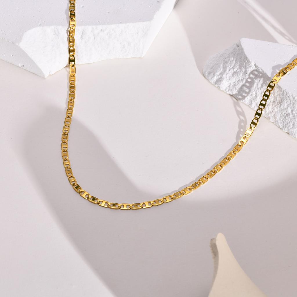 Gold Color Flat Mariner Chain Bracelets for Women, Chic Stainless Steel Anchor Chain Wristband Gift Jewelry