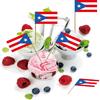 Puerto Rico Toothpick Flag Puerto Rican National Small Mini Cocktail Fruit Cupcakes Toppers Food Stick Flags Decorations,100 Pack