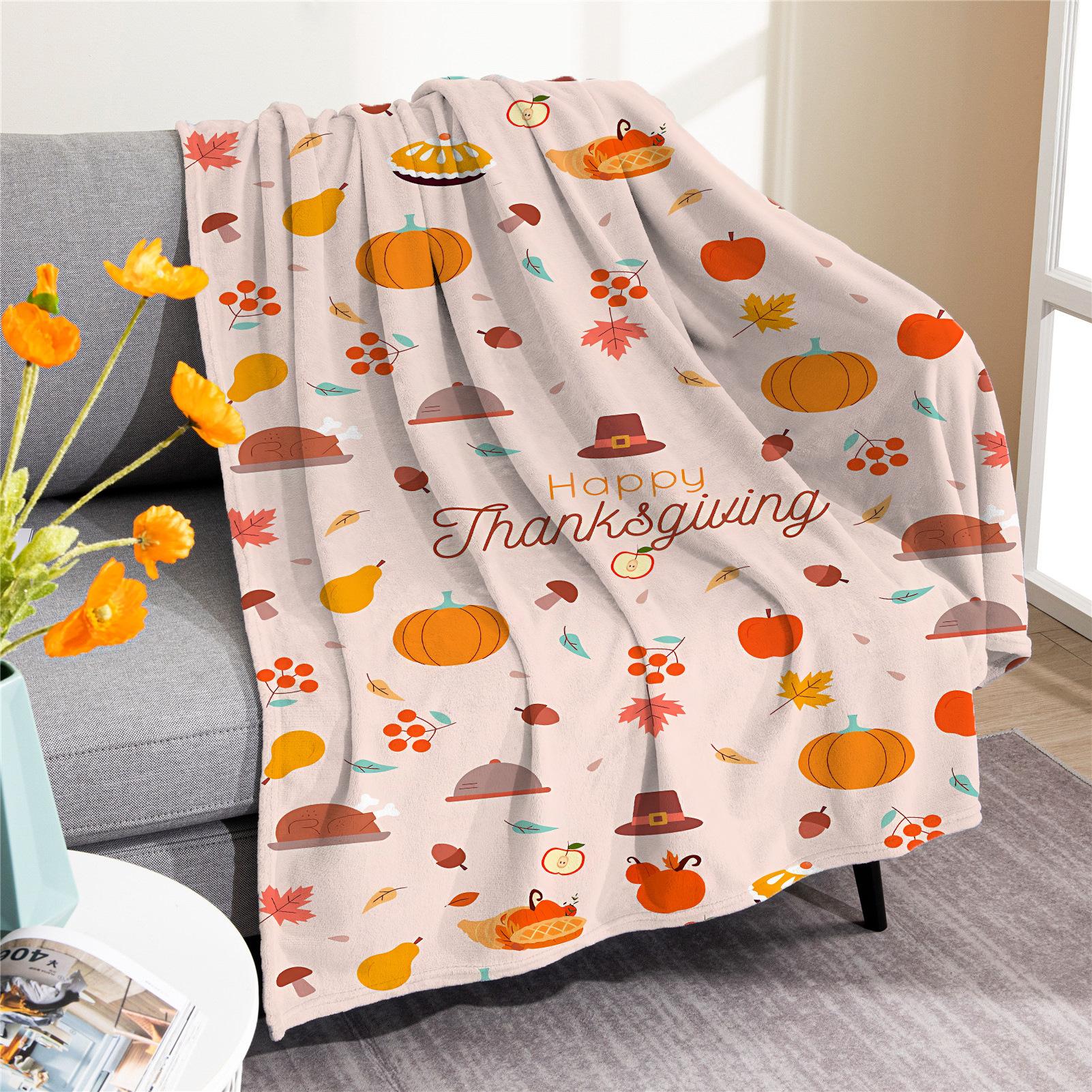 

Thanksgiving Day Maple Leaves digitalprinted polyester Bedroom velvet flannel soft sofa cover blanket Fleece soft sofa cover 75x100cm