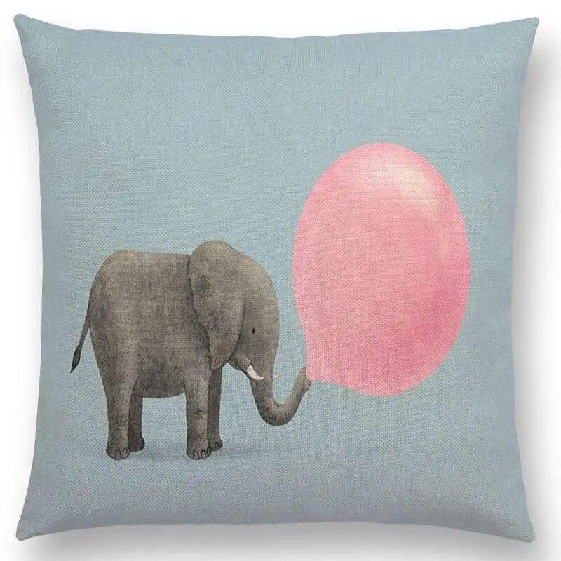 Sofa Throw Pillow Cover Home Decor Cute Little Ghost Sailing Whale Ocean Diver Print Cushion