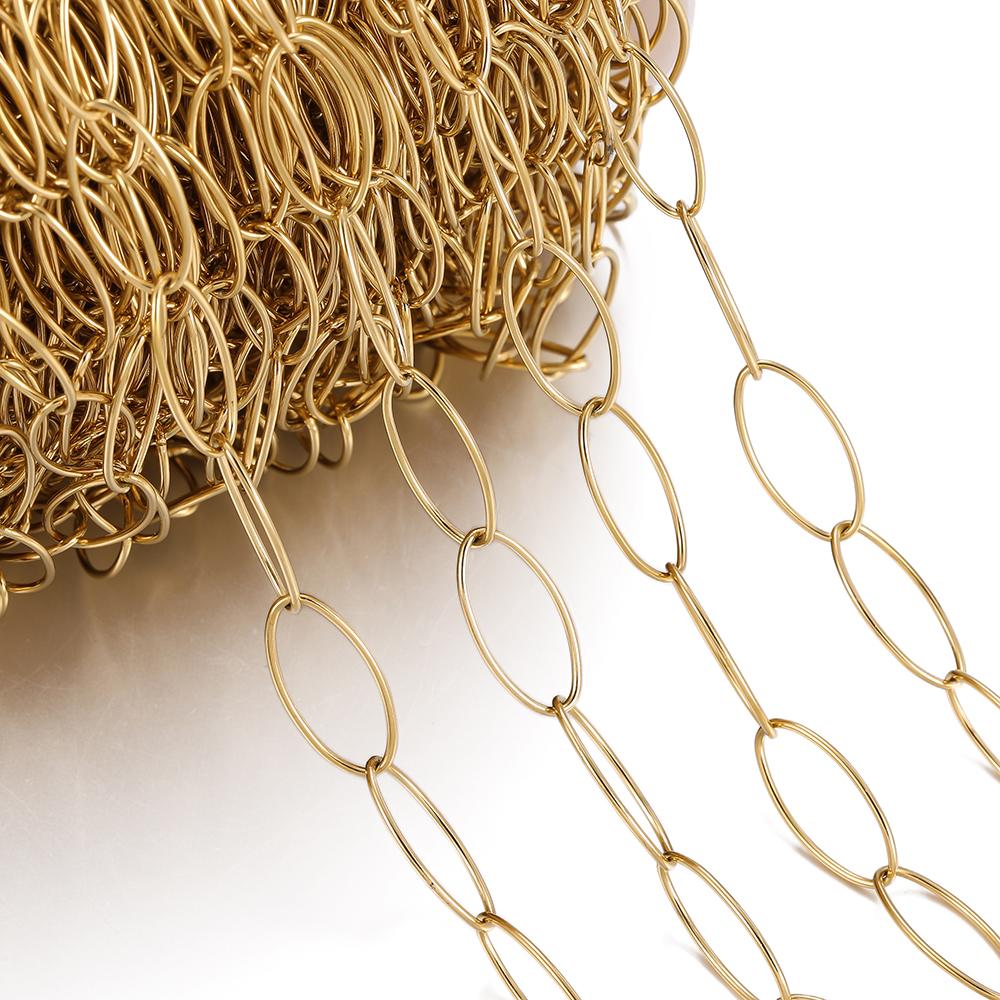 1Meter/Lot 304 Stainless Steel 5 Sizes Oval Shape Handmade Chains for DIY Necklace Bracelets Jewelry Making Accessories