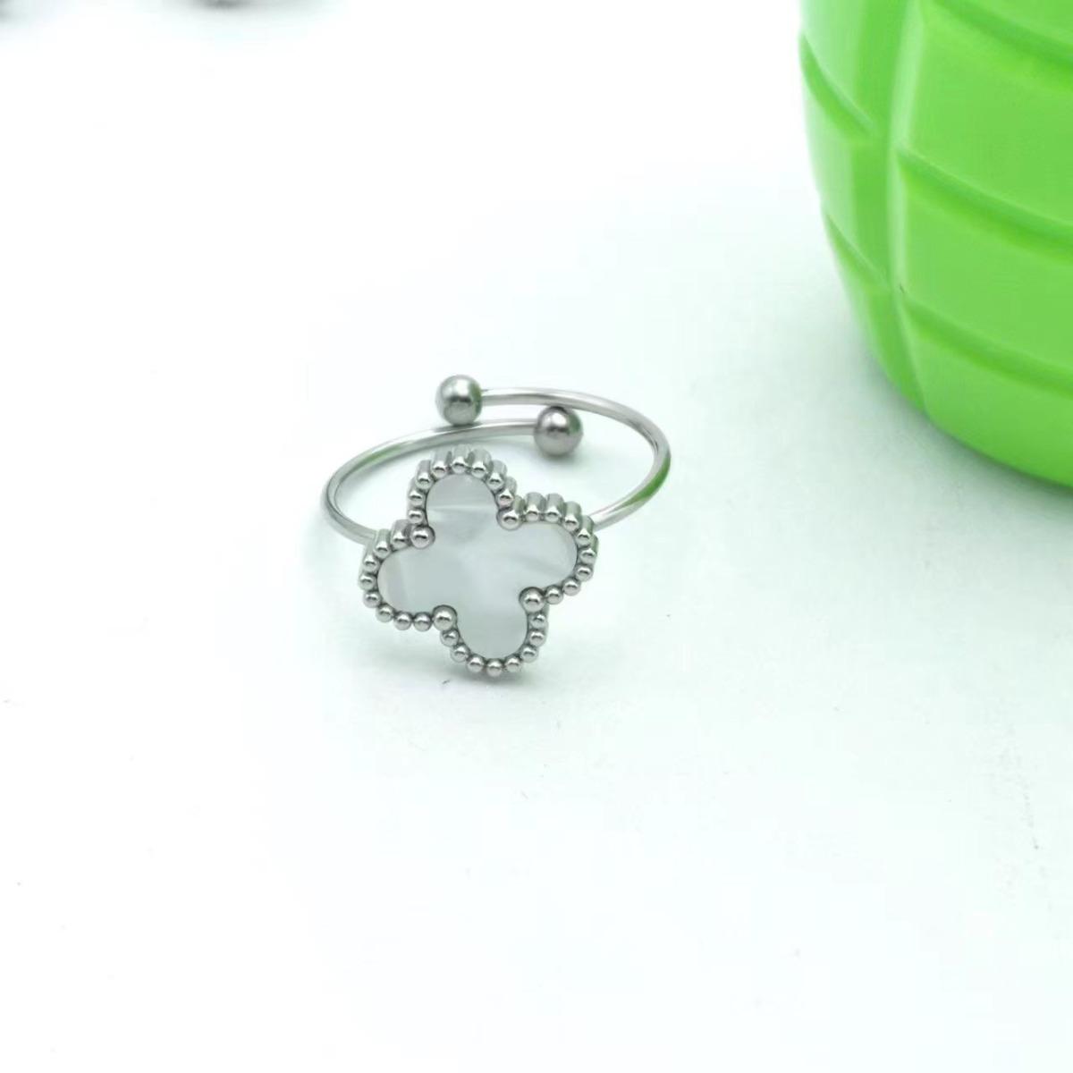 

Кольцо с четырьмя листами клевера на удачу, мужские и женские модели, открытое и регулируемое, модное, стоматитовое кольцо, первоклассное украшение для рук