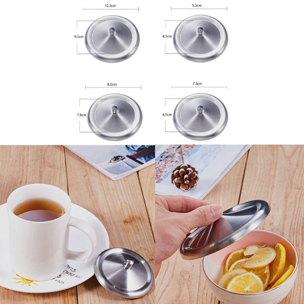 8.5/9.3/10.2cm Stainless Steel Cup Lids Dust-Proof Drink Cup Lids  Ceramic Tumbler Beverage