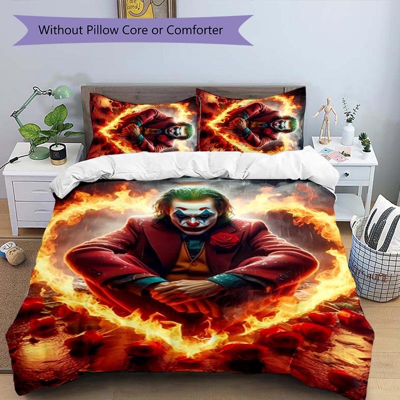 3pcs Joker pattern bedding set duvet cover set includes duvet cover &pillowcases, perfect all season bedroom decoration & gift