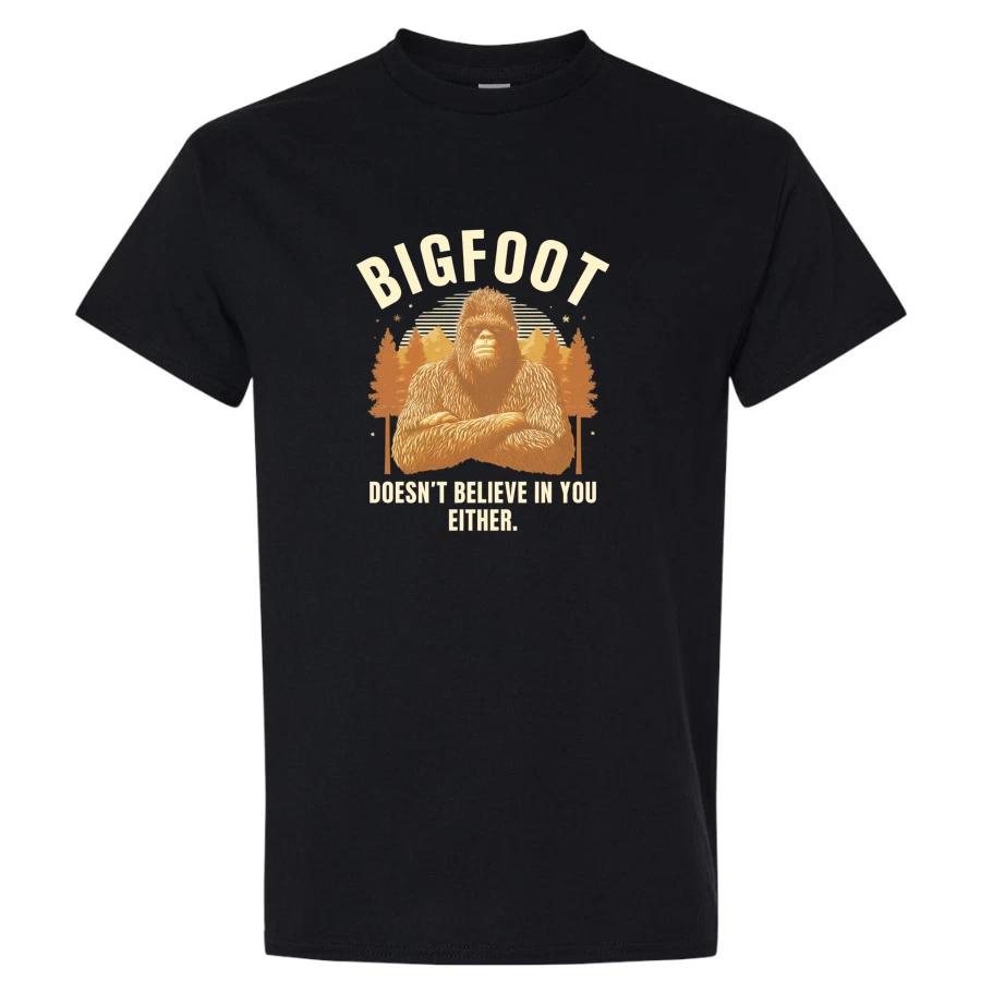 Bigfoot Doesn t Believe In You Either Funny Vintage Sasquatch Graphic T Shirt XXXL