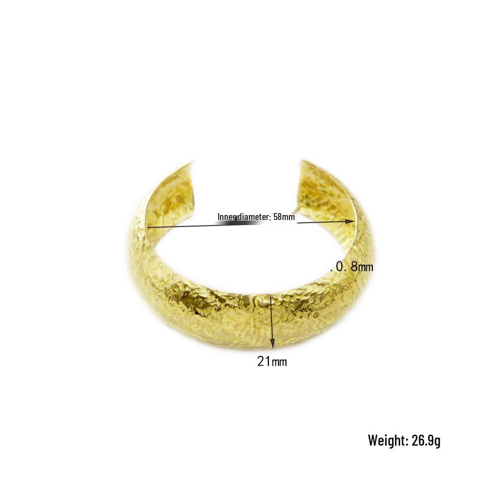 Bracciale in Ottone Regolabile Stile Cinese Retrò con Motivo a Texture Personalizzato per Donna