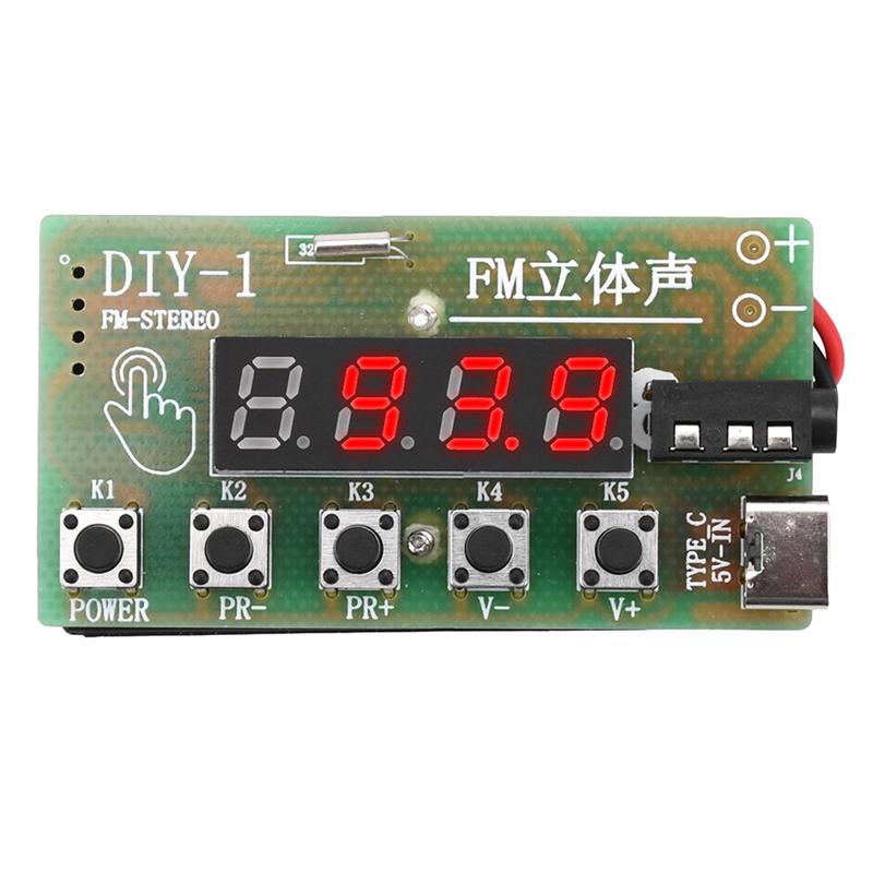 

A03Z-87-108Mhz AM/FM Medium Wave FM 2 Band Stereo Digital Tuning Headphone Radio Kit DIY Production Teaching Parts Button As Shown Button