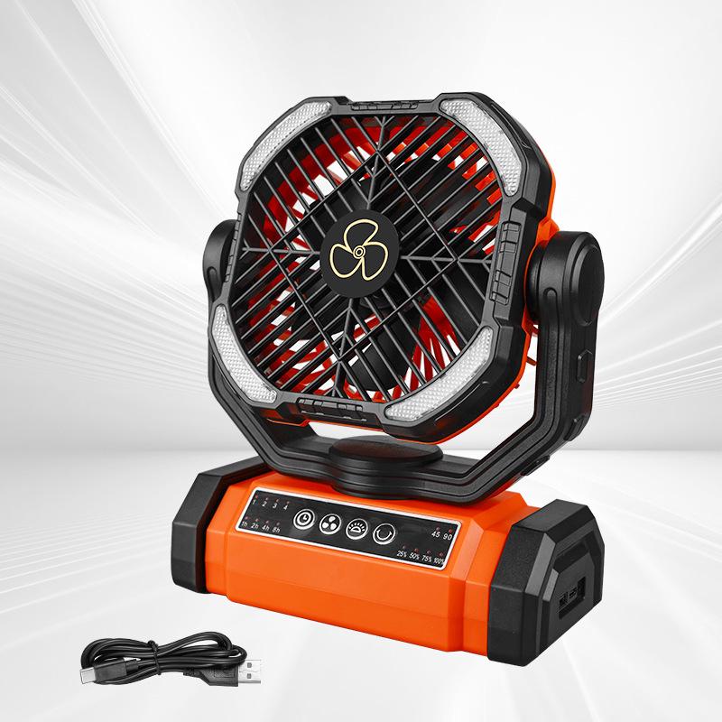 Rechargeable Oscillating Camping Fan with Remote Control & LED Light