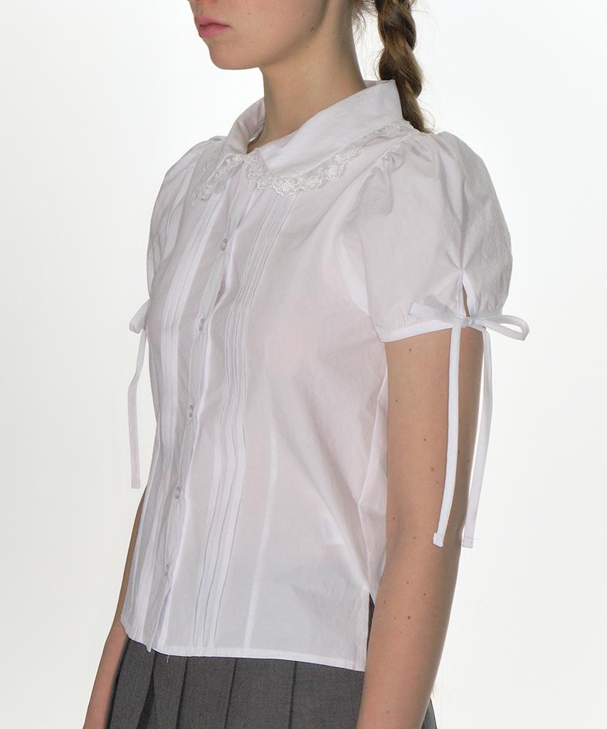 CRANK Pintuck Lace Collar Blouse_White
