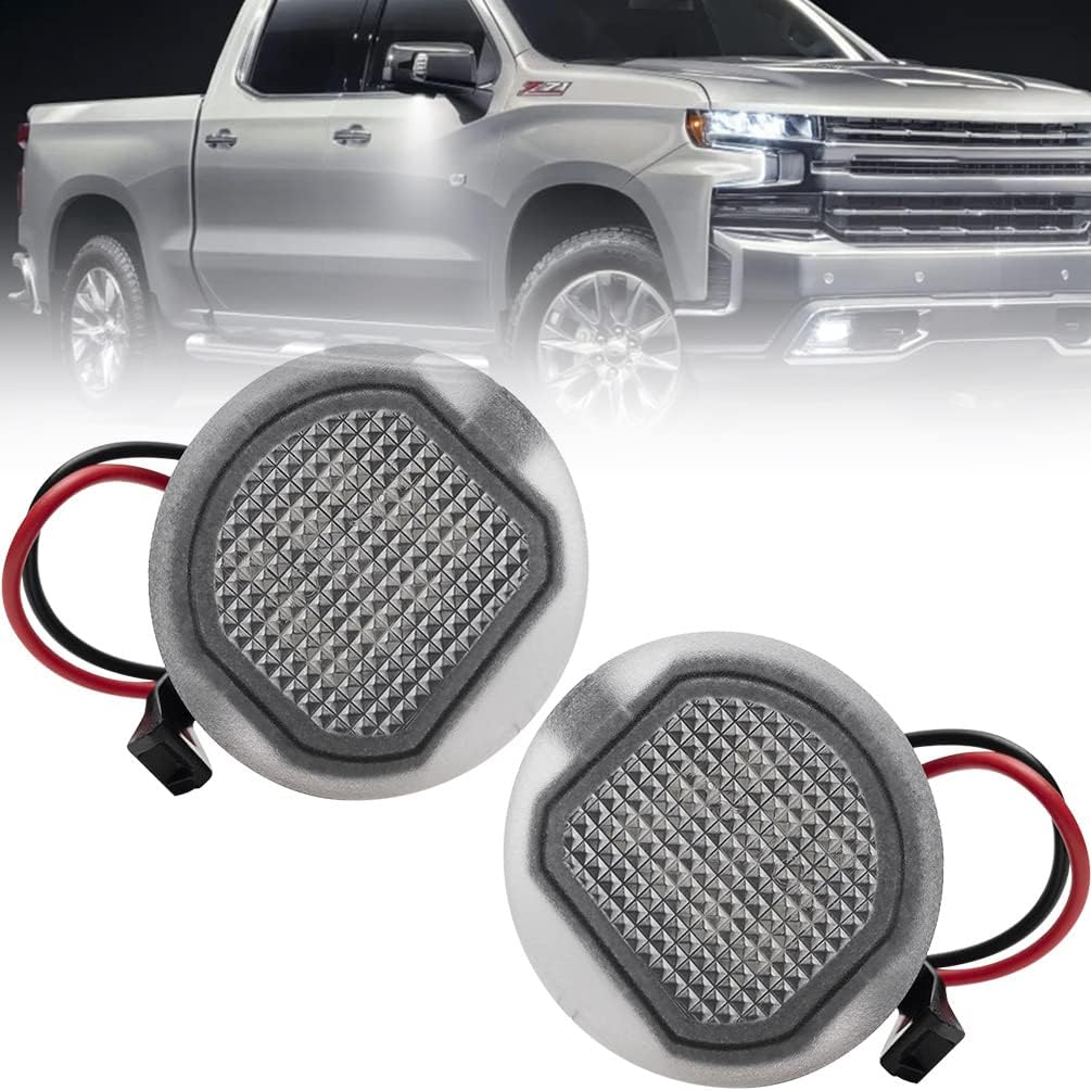 Led Under Side Mirror Puddle Lights For 2015 2016 2017 2018 2019 2020 Chevy Silverado GMC Sierra 1500 2500HD 3500HD Yukon XL Tahoe Suburban White LED