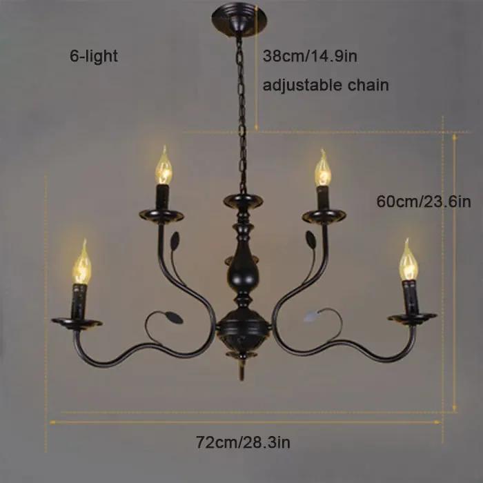 

Американская ретро-люстра со свечами, люстра в индустриальном стиле для гостиной, столовой, кофейни, фермерского дома, декоративная люстра