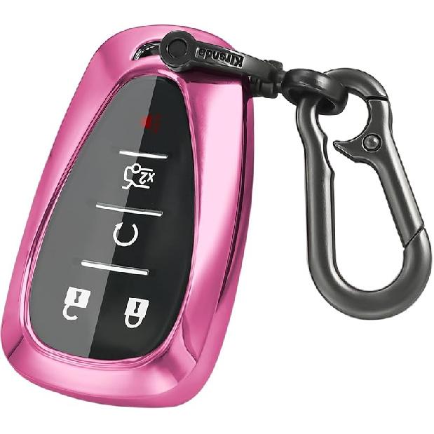 For Chevrolet Key Fob Cover,Case With Keychain,Soft TPU 360 Protection Key Case Compatible With Chevy Malibu Camaro Trax Blazer Traverse Sonic Cruze