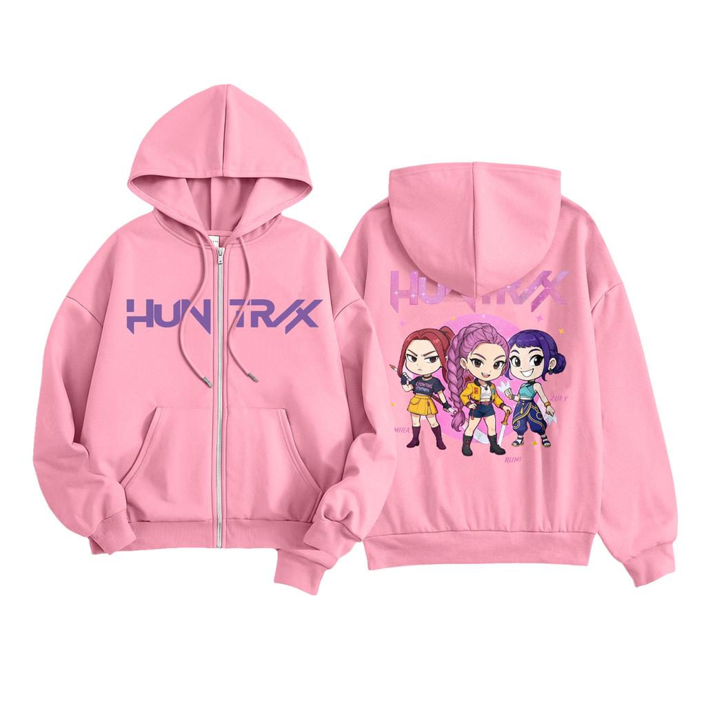 Kids Fashion Women's Lightweight Long Sleeve Zipper Hoodie Printed Hoodie With Pockets