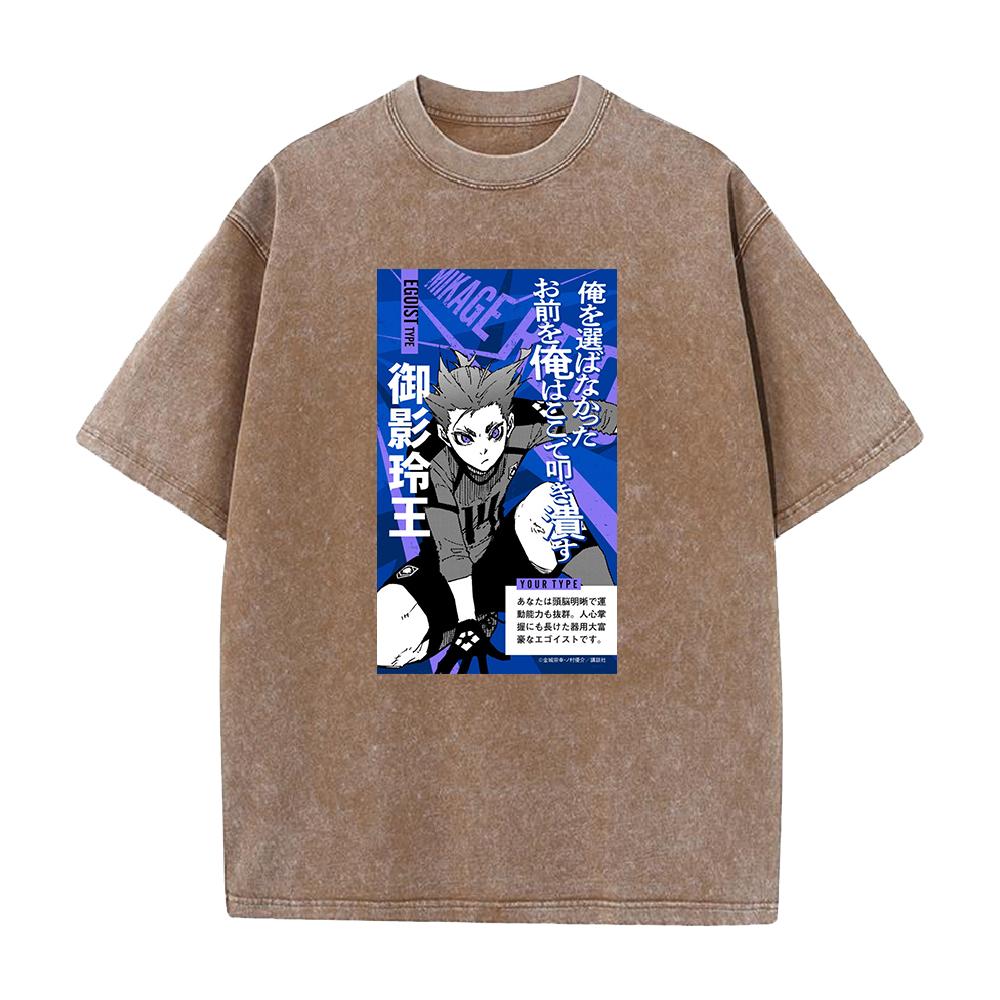 Anime BLUE LOCK Mikage Reo Cool Graphic T Shirt Men Women Cotton Tshirts Casual Oversized Tee Harajuku Male Washed T-shirt