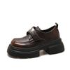 thick-soled high-end small leather shoes for women's spring new versatile loafer heightening retro single shoes thick heel