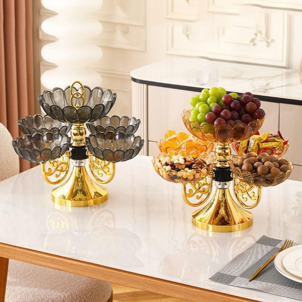 Rotating Fruit Bowl PET Fruit Tray New Snack Dessert Plate  Household