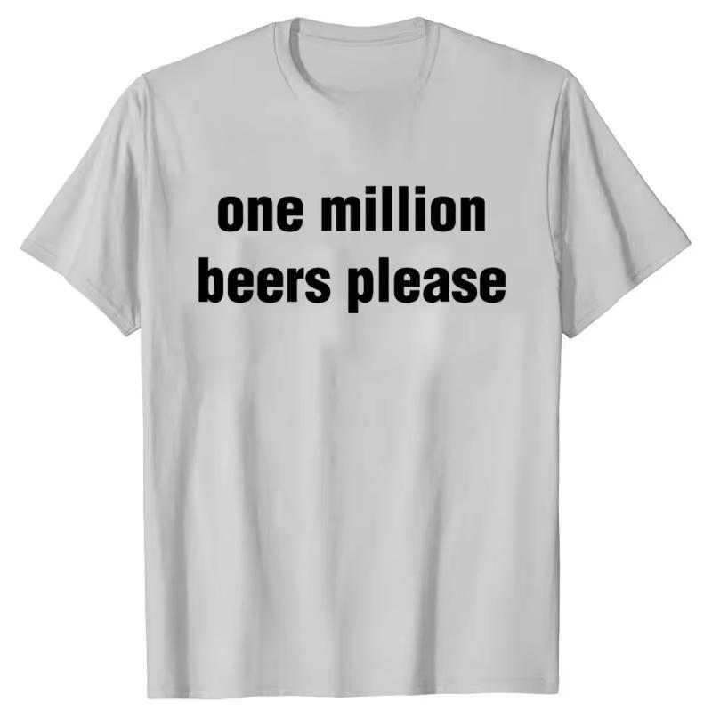 

Summer One Million Beers Retro T-Shirt Women Funny Beer Print Cotton Short Sleeve Casual Trendy Streetwear 4XL