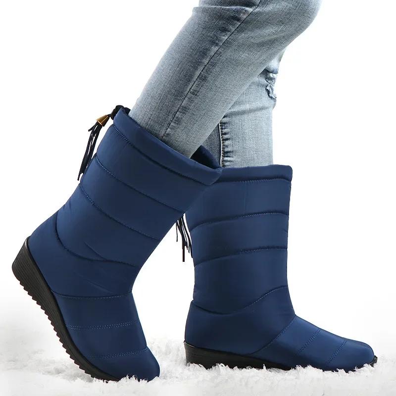 Waterproof Women's Snow Boots Fashion Tassel Cotton Shoes Soft Sole Ultra Light Warm Plush Ladies Plus Size Winter Footwear