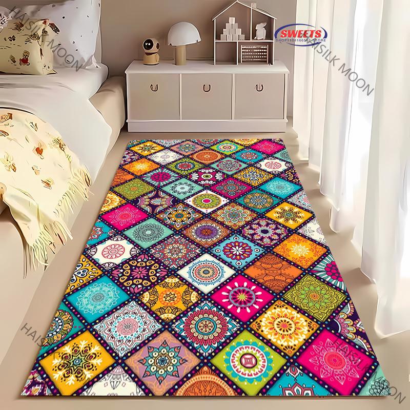 15 Größen Bosnischer Stil Farbe Mandala Blume Teppich Wohnzimmer Schlafzimmer Sofa Büro Matte Modern Dekorativer Stil Teppich Schnelle Lieferung