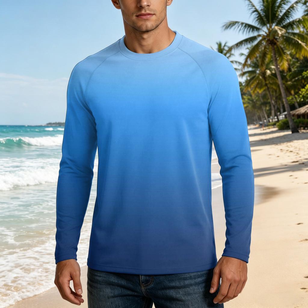 Herren UPF50+ Sonnenschutzshirt Langarm Leichtes Stretchgewebe Outdoor UV-beständiges Oberteil für Sport und tägliches Tragen