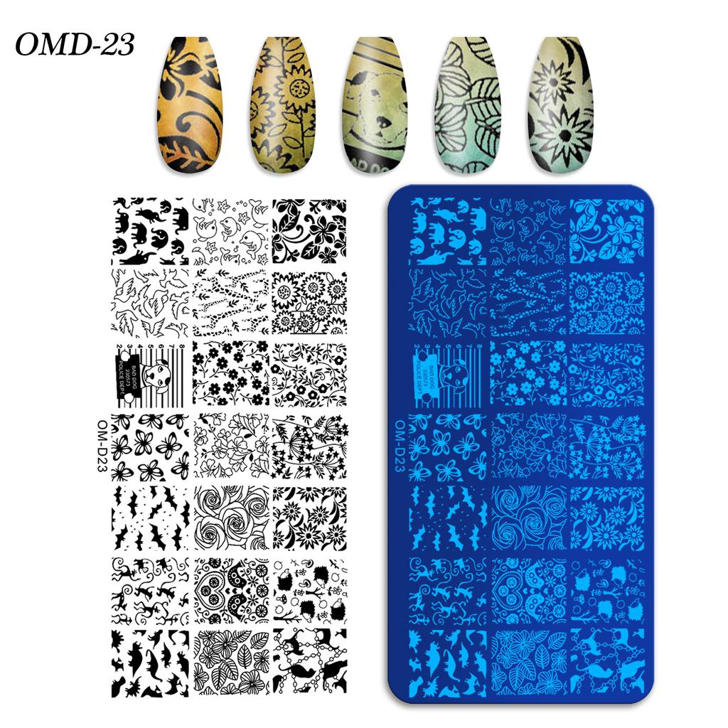 Nail Art Transfer Steel Plate, Rectangular Printing Oil Transfer Printing Steel Plate Blue Film Painted Board Omd Series