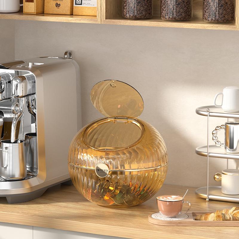 Creative Desktop Transparent Capsule Coffee Press Storage Container Multi-purpose Candy Chocolate Tea Sealed Storage Box