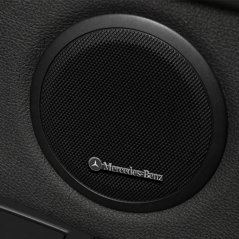 2025 Heiß 2/4 Stück Auto Styling 3D Aluminium Lautsprecher Audio Aufkleber Abzeichen Emblem Decal Für Mercedes Benz AMG W124 W202 W203 W204 W210