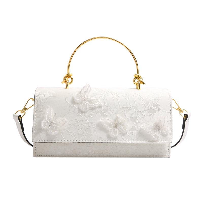 Bags Bags 2025 New Forest Sweet Girl Fashion Lace Butterfly Foreign Shoulder Chain Small Square Bag Tide