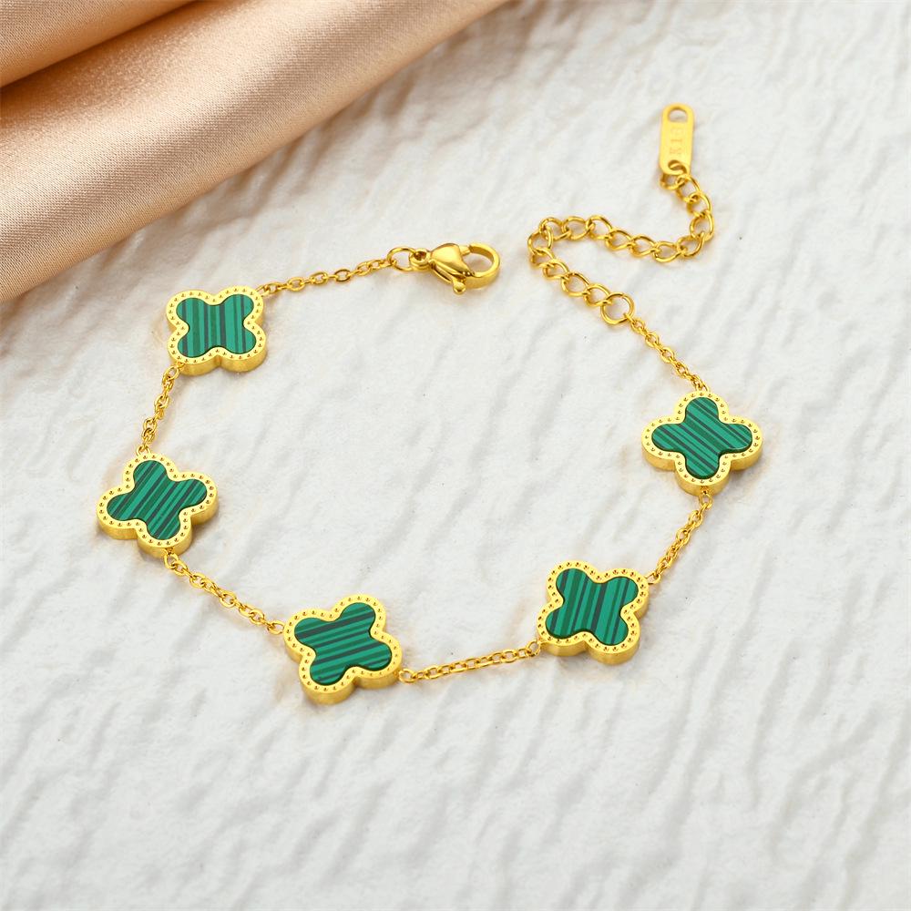 Korean Titanium Steel Four-Leaf Clover Bracelet - Women's Fashion, Versatile & Non-Fading Jewelry