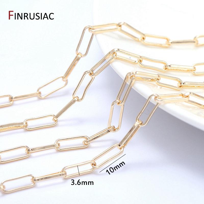 Jewelry Making Supplies 14K Real Gold Plated Brass Paperclip Chains Cable Chain For Jewelry Making DIY Necklace Bracelet Chains