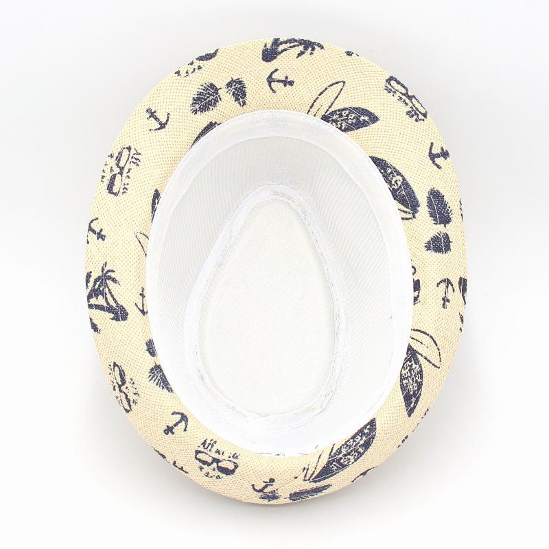 Hawaiian Beach Hat Short Brim Sun Hat Printed Sunscreen Breathable Straw Hat Vacation Sun Hat Men And Women