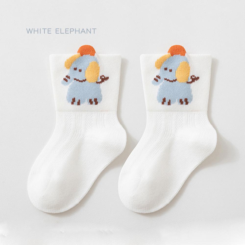 1PCS Thin Mesh Cotton Baby Socks Cute Cartoon Animal Flat Seam No Bone Breathable Mid Socks A-Class Safe Toddler Socks 0-8 Years Old