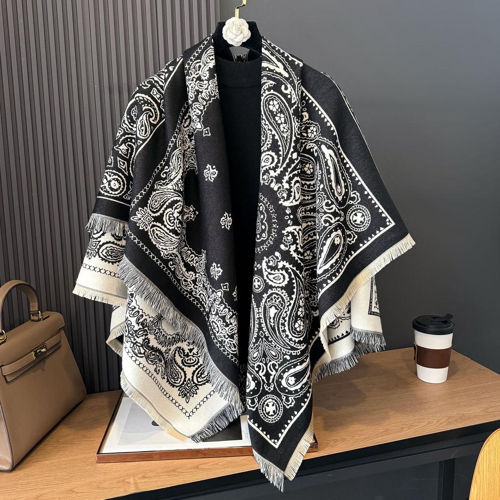 Imitation Cashmere Scarf Female Korean Version Contrasting Colors Autumn and Winter Warm Couple Scarf British Fashion Long Shawl