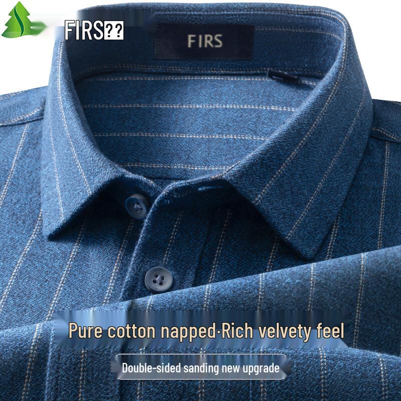 

Мужская повседневная деловая рубашка FIRS с длинным рукавом из двусторонне начесанного хлопка 41