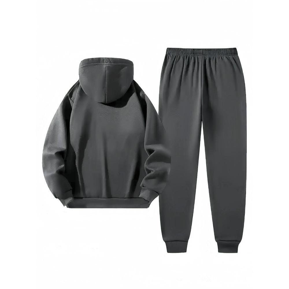 Spring and Autumn Warm Men's Hoodie Set Sports and Leisure Two Piece Set Boston Printed Hoodie and Casual Pants Combination