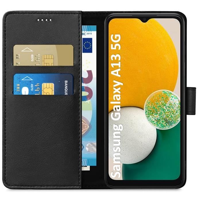 Custodia per Samsung Galaxy A13 5G - Portafoglio Nero a Libro con Chiusura Magnetica Porta Carte Phonillico®