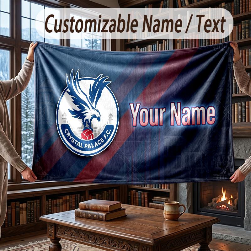 Custom Name Flannel Throw Blanket Crystal Palace Pattern Warm Home Decoration
