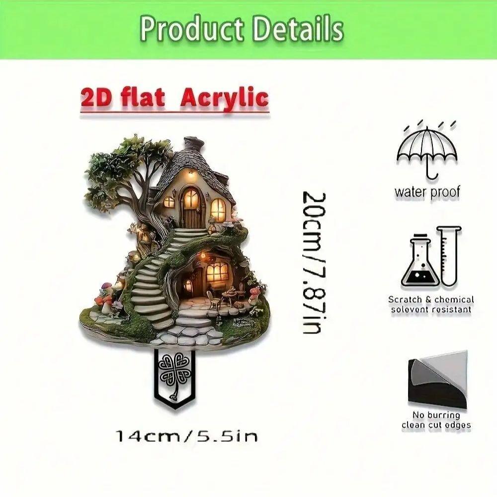 1 skurriler Acryl-Baumhaus-Gartenstecker - bezaubernde Außendekoration, geeignet für Topfpflanzen und Blumenbeetdekoration