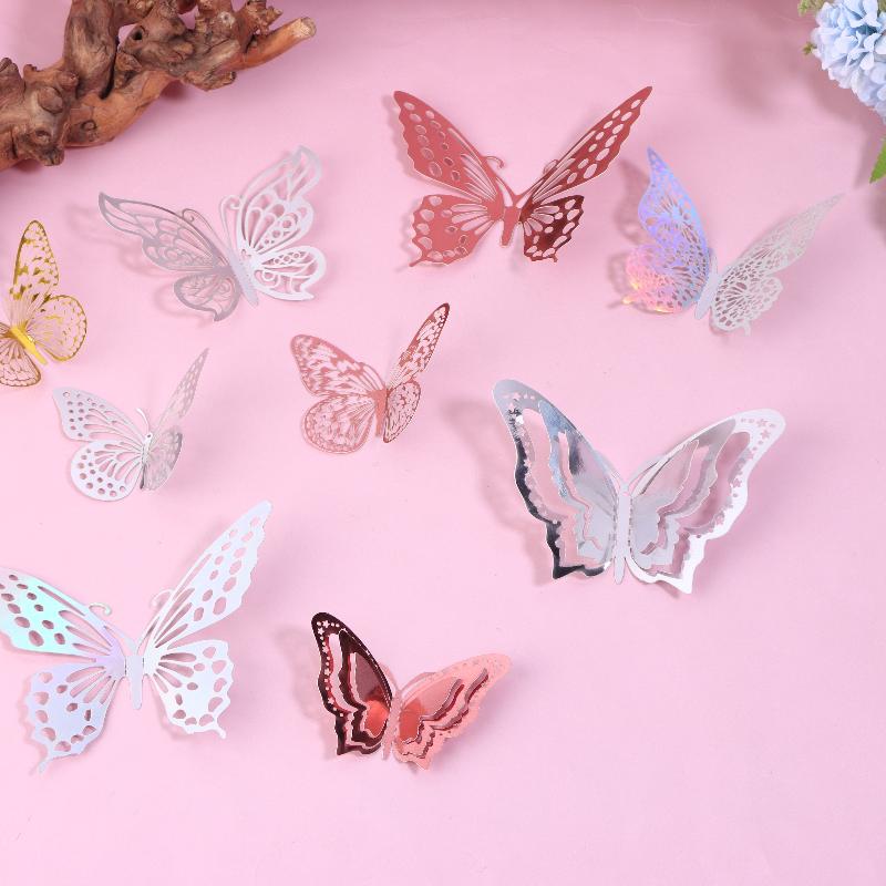 48Pcs/4Set 3D Butterfly Wall Decor 4 Styles 3 Sizes,Butterfly Decorations For Butterfly Birthday Party Cake Room Decorations