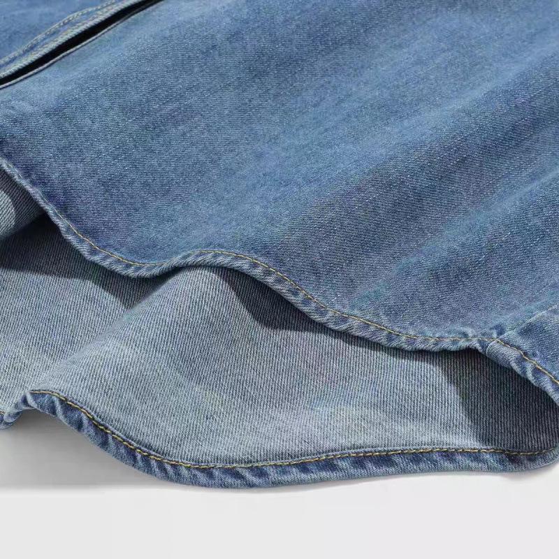 Simple Retro Irregular Denim Shirt for Women - Loose Fit, Single-Breasted, Versatile Top for Spring and Autumn.