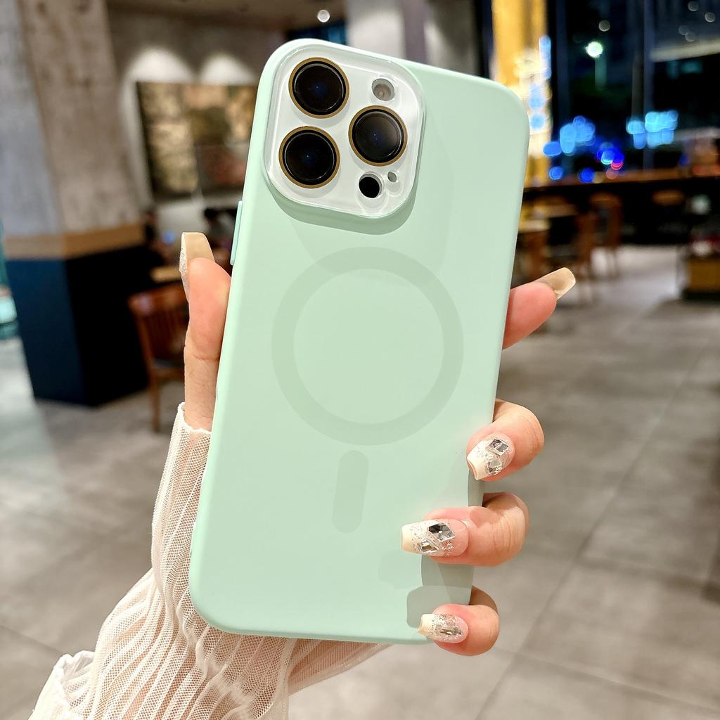 Liquid Silicone Magnetic For Magsafe Phone Case For iPhone 16 15 14 13 12 11 Pro Max Plus Crystal Lens Protect Soft Cover