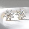 Vintage Light Luxury Colorful Diamond Sunflower Ear Clips High End Crystal Earrings Elegant Evening Party Jewelry