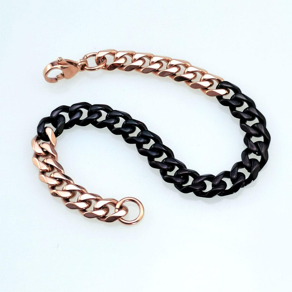 Neues 316L Edelstahl Rosé und Schwarz Dual Hip Hop Armband Fußkettchen