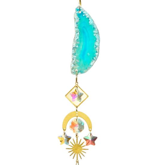 Faux Agate Plate Sun Catcher Ornament Indoor Outdoor Garden Home Office Wall Window Hanging Natural Stone Plate Fake Crystal Pendant