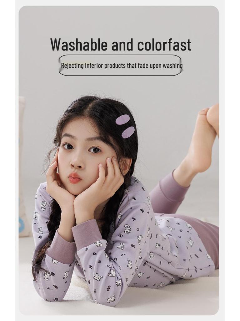 Warme Baumwollpyjamas für Kinder: Mid-Neck Shirts & Hosen für Jungen & Mädchen