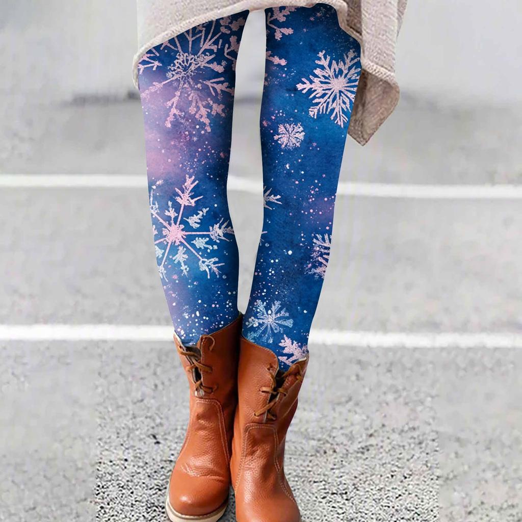 Spodnie damskie z nadrukiem świątecznym, elastyczne, miękkie, codzienne, domowe, do spania